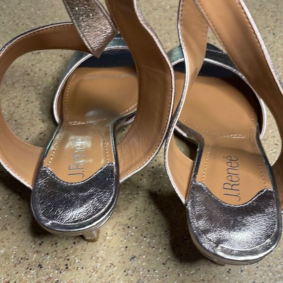 J. Reneé Soncino Metallic Kitten Heel Ankle Wrap Sandals 8.5W - Picture 5 of 13